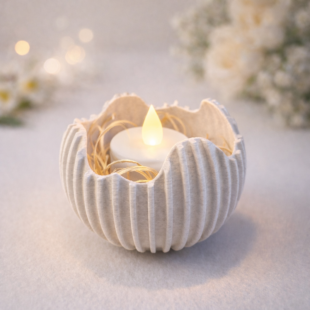 Zerbrochenes Ei – LED-Teelichthalter