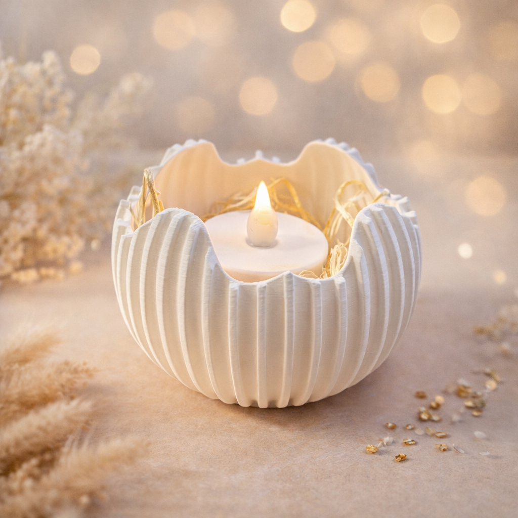 Zerbrochenes Ei – LED-Teelichthalter